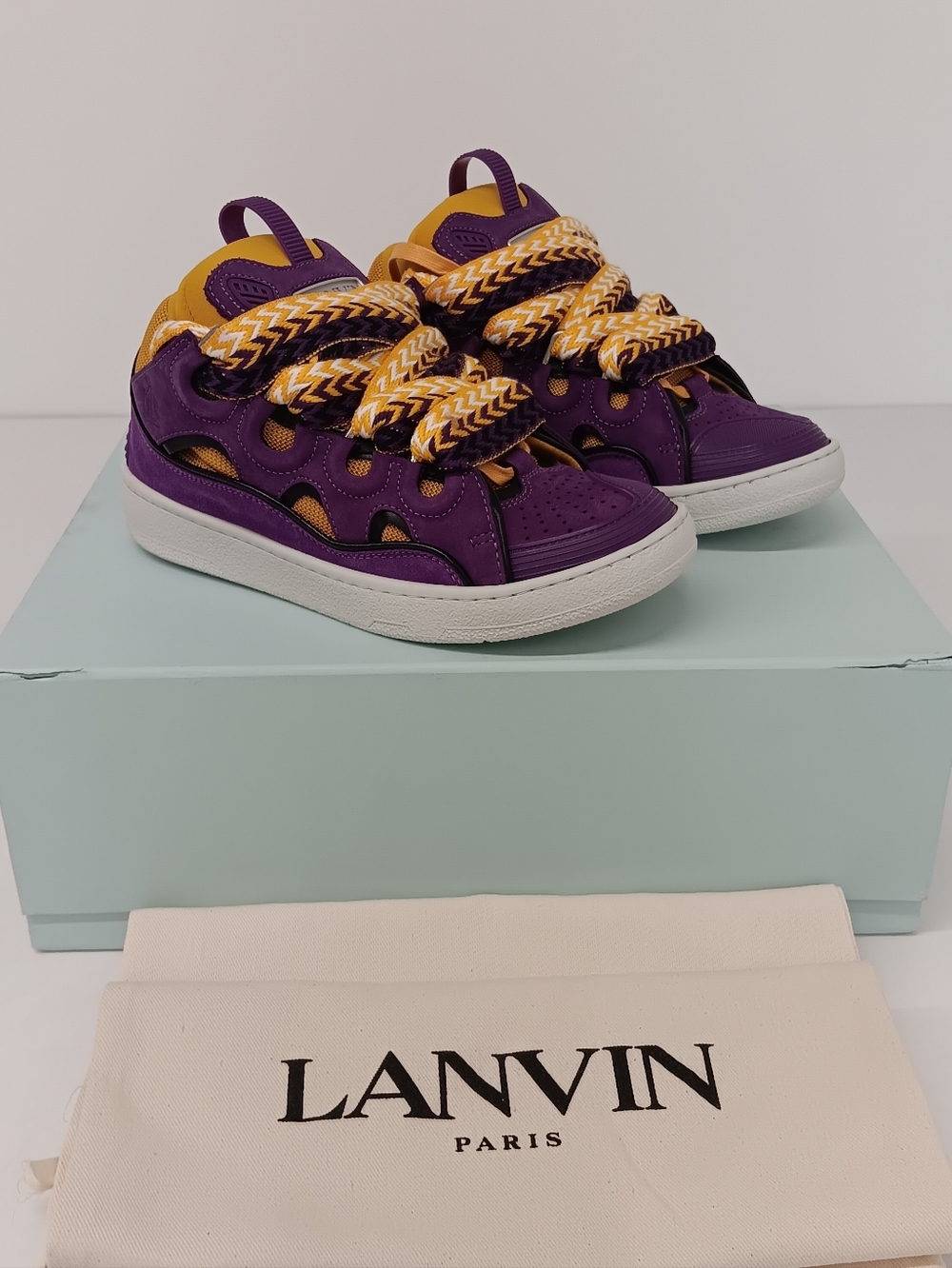 Lanvin Women's Curb Chunky Low Top Sneakers - Purple & Yellow